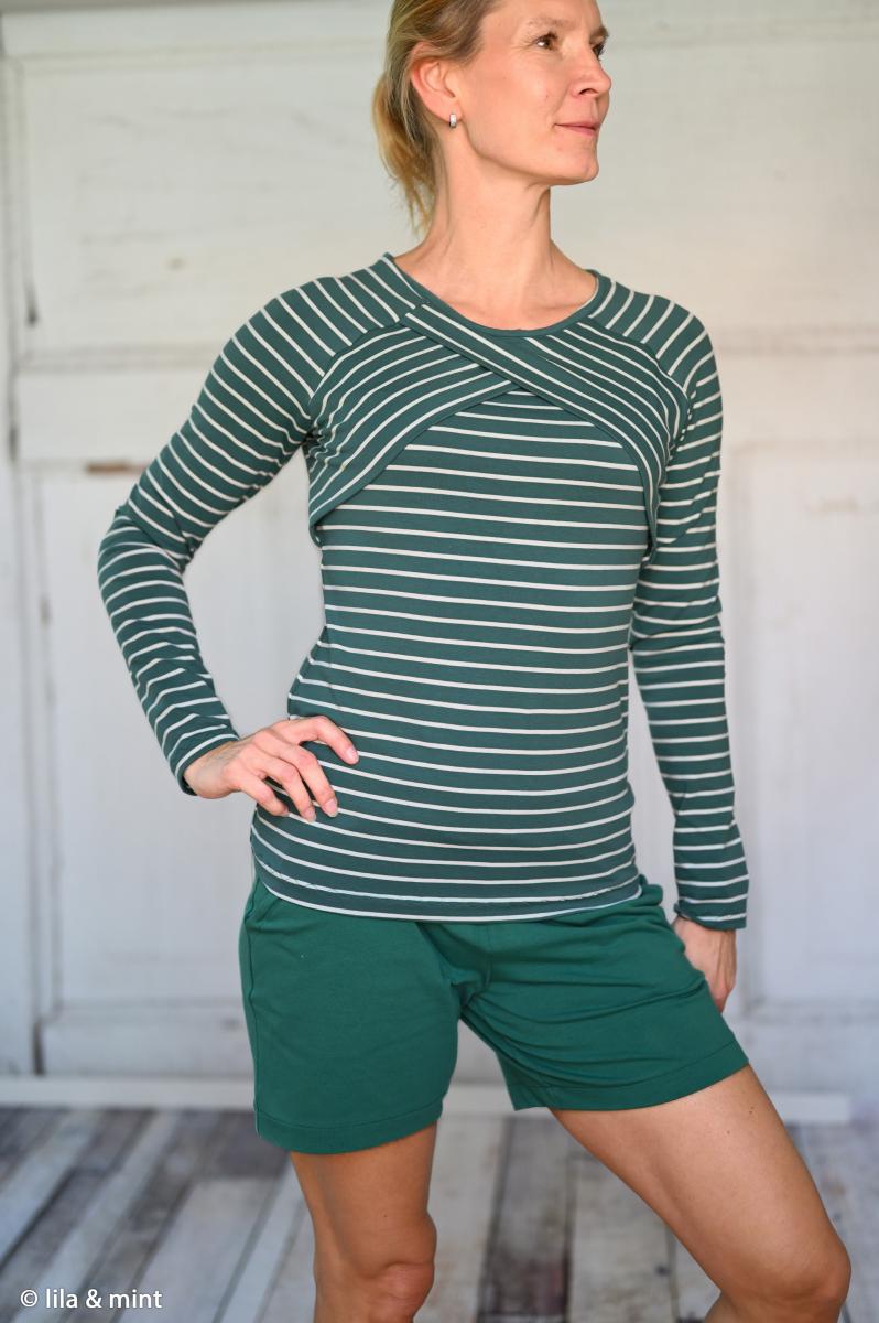 Shirt aus ISA Baumwoll Jersey von Swafing in petrol gestreift