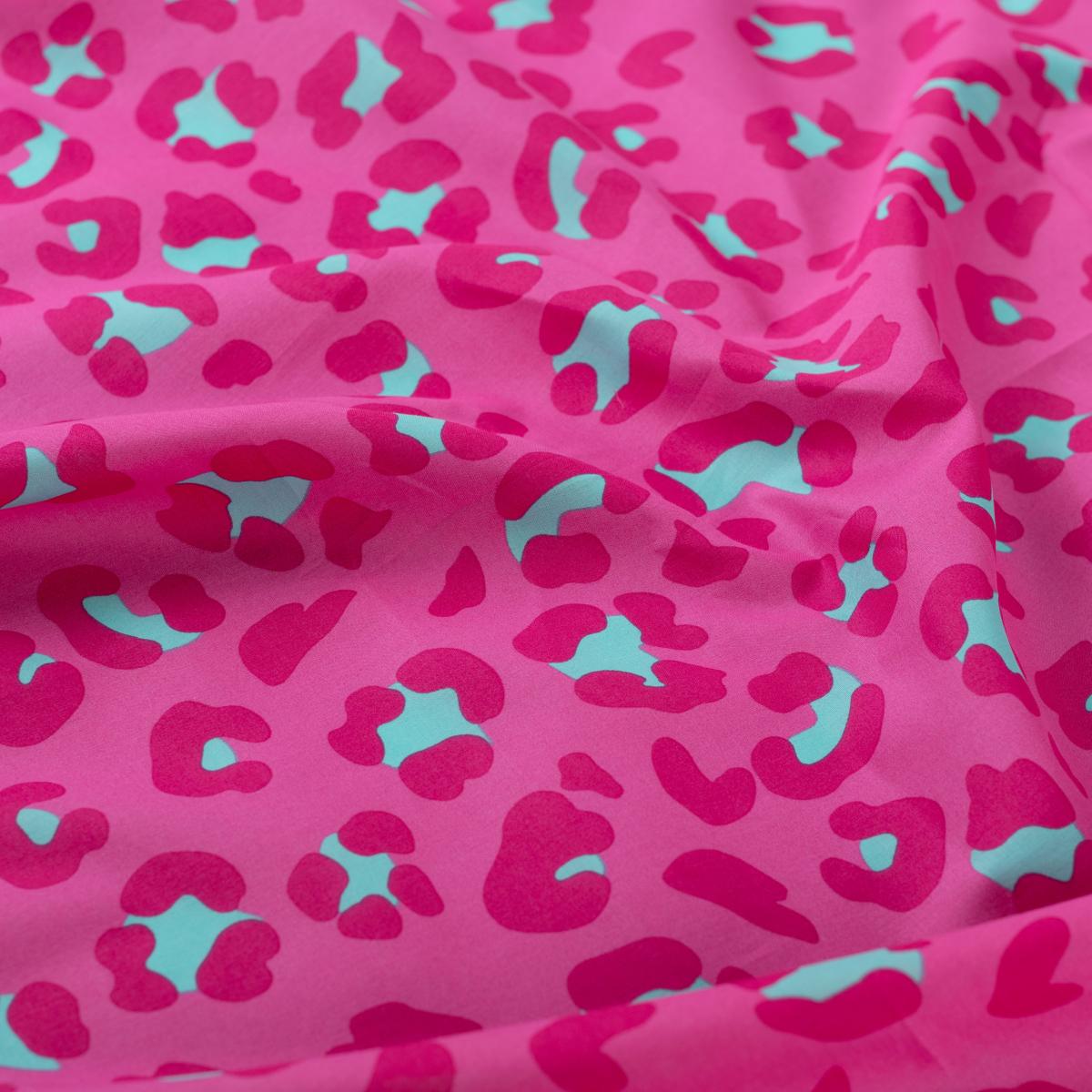 Baumwoll Voile mit Leo Muster in Pink und Mint