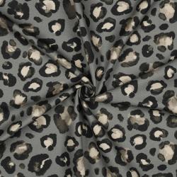 Canvas Stoff mit Leopardenmuster in Grau als Meterware