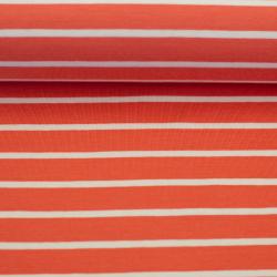Baumwolljersey ISA koralle gestreift von Swafing – elastischer Jersey Stoff Meterware