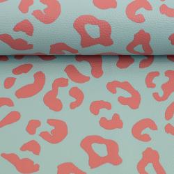 Kunstleder in mint apricot auf einen Ballen gewickelt