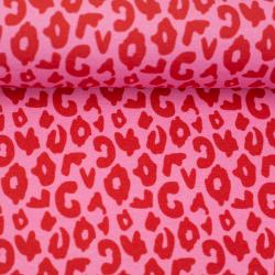 Designer Baumwolljersey mit Leo Print in Rosa und Rot von Swafing – Jersey Stoff zum Nähen
