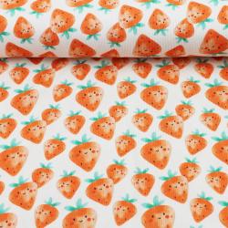 Gerippter Jersey mit kleinen Erdbeeren in der Detailansicht