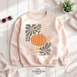 Buegelbild Kürbis mit Blumen