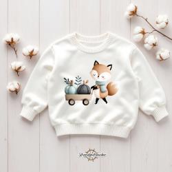 Buegelbild Fuchs mit Schubkarre I