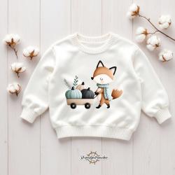 Buegelbild Fuchs mit Schubkarre II