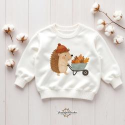 Buegelbild Igel mit Schubkarre