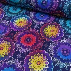 Canvas Stoff mit buntem Mandala-Muster auf lila Hintergrund