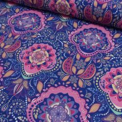 Canvas Stoff Mandala Blau Pink