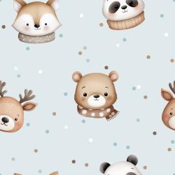 Wintertiere hellblau Bio Jersey & French Terry – Fuchs Bär Reh Panda