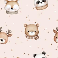Wintertiere rosa Bio Jersey & French Terry – Fuchs Bär Reh Panda