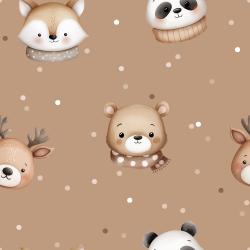 Wintertiere braun Bio Jersey & French Terry – Fuchs Bär Reh Panda