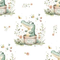 Kroki, das Krokodil (weiß) - Bio Jersey / Bio French Terry - Vorbestellung!!!