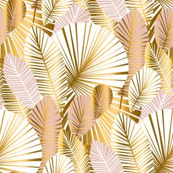 Golden Sun Bio Jersey und Bio French Terry mit Palmenwedeln in Gold Honig und Rosé