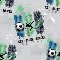 Eat Sleep Soccer Repeat Bio Jersey und Bio French Terry mit Fußballmotiv
