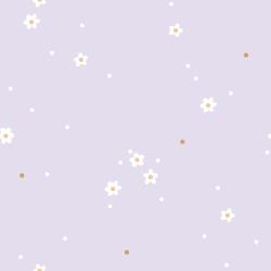 Tiny Flowers flieder Bio Jersey und Bio French Terry mit kleinen weißen Blüten