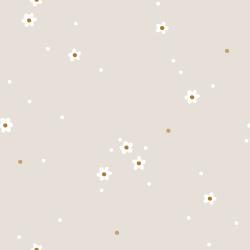 Tiny Flowers beige Bio Jersey und Bio French Terry mit kleinen weißen Blüten