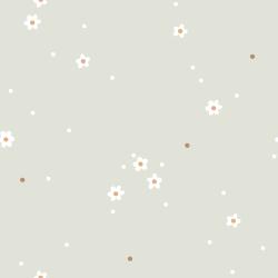 Tiny Flowers salbei  Bio Jersey und Bio French Terry mit kleinen weißen Blüten
