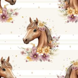 Wildpferd mit Blumen Bio Jersey und Bio French Terry mit romantischem Pferdemotiv und Blüten