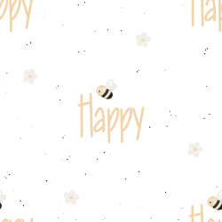Bee Happy Bio Jersey und Bio French Terry mit kleinen Bienen, Blüten und Schriftzug
