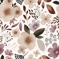 Sepia Flowers - Bio Jersey / Bio French Terry