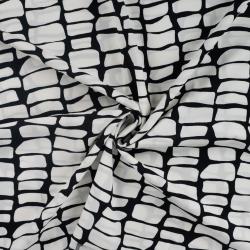 Voile Stoff schwarz ecru mit grafischem Steinmuster