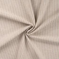 Leinen Baumwolle Stoff mit weißen Nadelstreifen in Beige