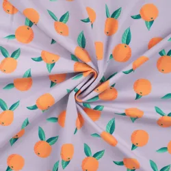 French Terry Orangen Flieder – Sommersweat Meterware