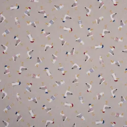 Baumwoll Canvas Stoff mit Moewen im Leinen-Look