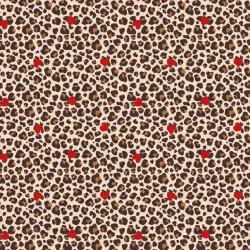 Baumwolljersey Leo Herzen rot beige Nahaufnahme